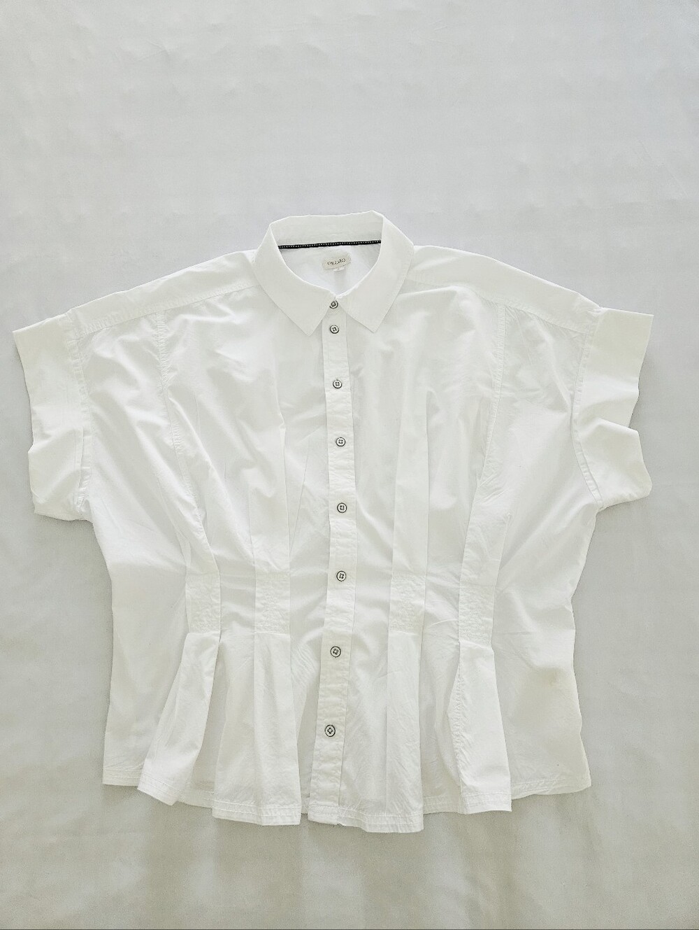 Pilcro Anthropologie Bobbie White Cotton Peplum Button Front Blouse XL - Picture 2 of 11